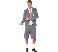 Smiffys Déguisement écolier gris – Blazer, plastron, cravate, pantalon court, casquette – Halloween