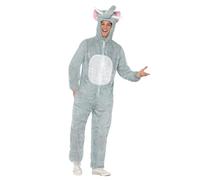 Smiffys Costume d'éléphant, gris, comprend combinaison pantalon avec capuche Halloween, Carnaval