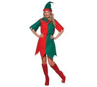 Smiffys Costume d'elfe, Rouge et vert, avec bonnet et tunique Halloween