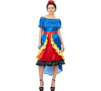 Smiffys - Costume "Deluxe Artist Frida" - Femme SM2384 (S) (Bleu/Rouge)