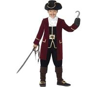 Smiffys Costume Deluxe Capitaine Pirate, Noir, avec Veste, Gilet, Pantalon, Foulard et Chapeau
