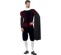 Smiffy's Costume Deluxe Lord Tudor - Haut, Pantalon, Cape et Collerette - Homme Taille L Multicolore