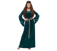 Smiffys Costume demoiselle médiévale, Vert, avec robe et bandeau