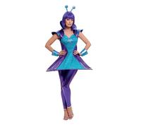 Smiffy's Déguisement Femme Alien 51041L – Robe, Leggings, Poignets, Bandeau – Taille L Multicolore