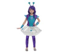 Smiffys Costume d'extra-terrestre fille, Bleu, avec robe, leggings, poignets et bandeau