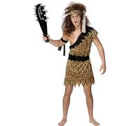 Smiffy's Costume d'homme des cavernes – tunique, bandeau et bracelets – Halloween, Carnaval