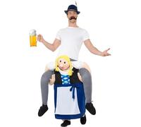 Smiffys Costume dos de jeune fille bavaroise, Bleu, Combinaison une pièce avec fausses j