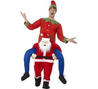 Smiffys Costume dos de Père Noël,Rouge,Combinaison une pièce avec fausses jambes