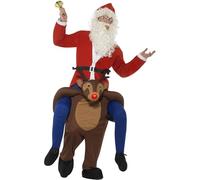 Smiffys Costume dos de Rudolphe le renne,Marron,Combinaison une pièce avec fausses jambes et nez LED clignotant Halloween