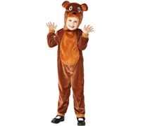 Smiffys Costume d'ours pour tout-petit, Marron, avec combinaison à capuche Halloween