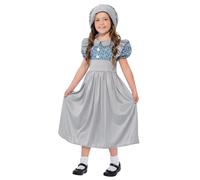 Smiffy's Déguisement Étudiante Victorienne Gris, robe et chapeau, Taille 7-9a