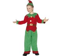 Smiffys Costume elfe, Rouge et vert, avec tunique, pantalon et chapeau Halloween
