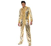 Smiffy's Costume Elvis Doré avec veste, devant de chemise et pantalon – Halloween Carnaval