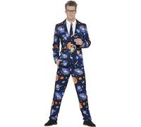 Smiffys Costume espace, Bleu, avec veste, pantalon et cravate Halloween