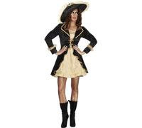 Smiffys Costume Fever d'aventurière, noir, avec veste, Jupon attachés et chapeau Halloween