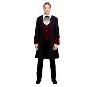 Smiffys Costume Fever de homme de vampire gothique, avec manteau, faux gilet et cravate Halloween, Carnaval