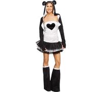 Smiffys Costume Fever de panda, avec robe tutu et bretelles transparentes amovibles, avec capuche animale et surchausses Halloween, Carnaval