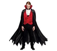Smiffys Costume Fever de vampire, noir et rouge, avec gilet, cape et cravate Halloween