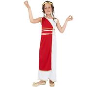Smiffys Costume fille grecque, rouge, avec robe et coiffe Halloween, Carnaval