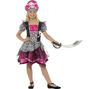 Smiffys Costume fille pirate parfaite, noir et rose, avec robe et chapeau Halloween