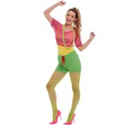 Smiffys Costume fille sportive, avec body, haut court, short et bandeau Halloween, Carnaval