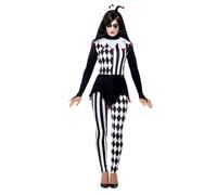Smiffys Costume fou du roi pour femme, Noir, avec haut, legging et bandeau