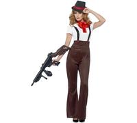 Smiffys Costume gangster glamour, Noir et rouge, avec haut, pantalon, fausses bretelles, cravate et chapeau Halloween, Carnaval