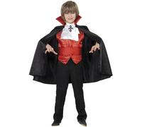 Smiffys Costume garçon Dracula, avec cape, ceinture smoking, foulardet gilet Halloween, Carnaval