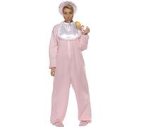 Smiffys Costume grenouillère bébé, rose, avec combinaison en polaire, bonnet et bavoir