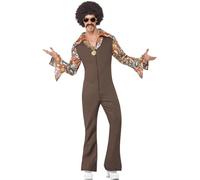 Smiffys Costume groove boogie, marron, combinaison avec chemise attachée Halloween