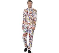 Smiffys Costume groovy, Multicolore, avec veste, pantalon et cravate Halloween