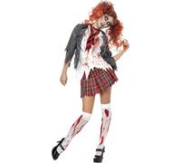 Smiffys - Costume "High School Horror" - Femme SM2078 (M) (Gris/Blanc/Rouge)