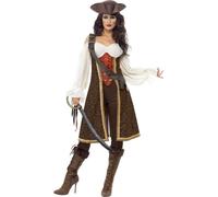 Smiffys - Costume "High Seas" - Femme SM2889 (M) (Marron/Blanc/Rouge)