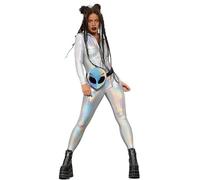 Smiffys Costume holographique miroir Miss Whiplash Fever, Combinaison zippée