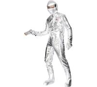 Smiffys Costume homme de l'espace, argent, avec combinaison pantalon, capuche, gants et surbottes Halloween