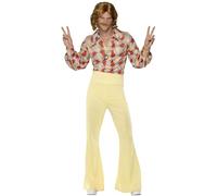 Smiffys Costume homme groove des années 60, avec chemise et pantalon évasé taille haute Halloween, Carnaval