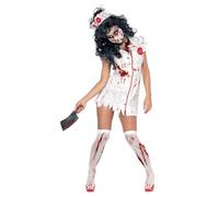 Smiffys Costume infirmière zombie, avec robe, masqueet tiare Halloween, Carnaval