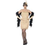 Smiffys Costume jeune fille délurée années 20, Doré, avec robe courte, bandeau et gants
