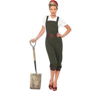 Smiffy's Déguisement Jeune fille travaillant la terre 2ème guerre mondiale Vert – Redingote, foulard