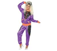Smiffys Costume jogging rétro, femme, pourpre, avec veste et pantalon Halloween, Carnaval