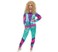 Smiffys Costume jogging tendance années 80, femme, bleu canard et pourpre, avec veste etpantalon Halloween