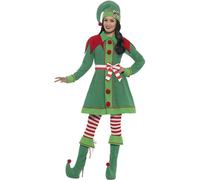 Smiffys Costume Mademoiselle Lutin, Vert, avec robe, chapeau, couvre-bottes, collants et ceinture