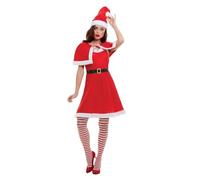 Smiffys Costume Mademoiselle Santa, Rouge, avec robe, chapeau et cape Halloween