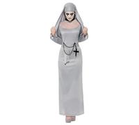 Smiffy's Déguisement de nonne gothique, gris – robe et tiare – Taille S