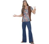 Smiffys Costume Orion, le hippie, Multicolore, avec haut, pantalon, fichu et médaillon