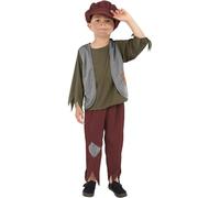 Smiffys Costume pauvre garçon victorien, Vert, avec haut, pantalon et chapeau