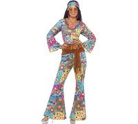 Smiffys Costume Peace and Love hippie, multi couleurs, avec haut, pantalon, bandeau et ceinture Halloween