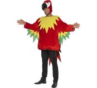 Smiffys Costume perroquet, Rouge, avec combinaison et capuche Halloween