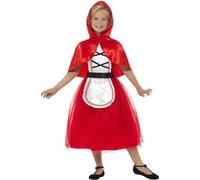 Smiffys Costume Petit chaperon rouge Deluxe, rouge, avec robe et capuche Halloween, Carnaval