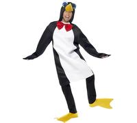 Smiffys Costume pingouin en blanc et noir, avec combinaison avec nœud papillon et surbottes